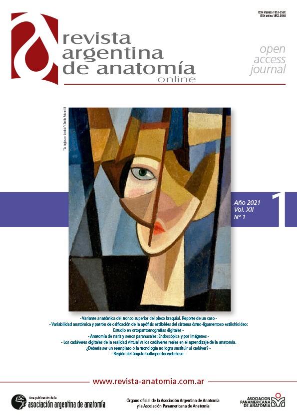 portada Revista Argentina de Anatomia Online 2020 Vol. XII Nº 1